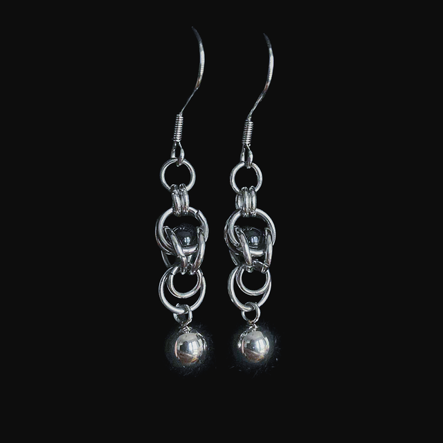 Kolczyki Chainmaille z Kulką