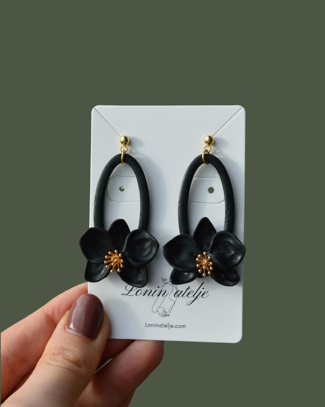 LJFW Kolekcija - Veliki uhani črne orhideje 