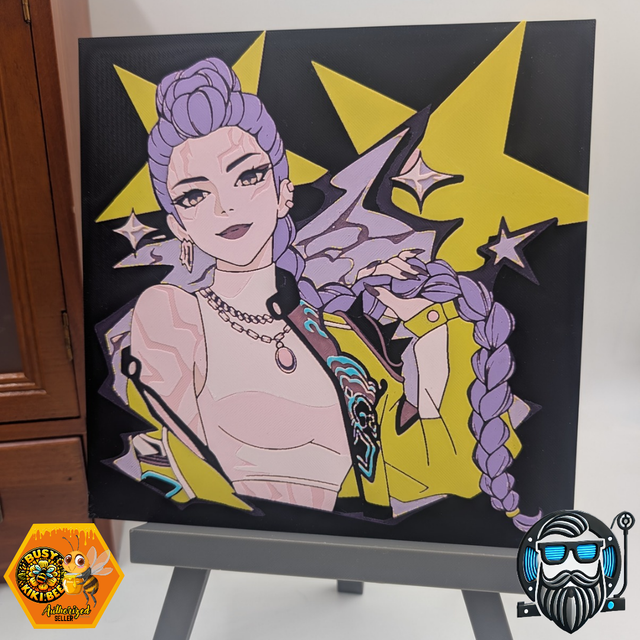 Tableau décoratif 3D Hueforge – Illustration pop stylisée – Impression 3D PLA 200 x 200 mm