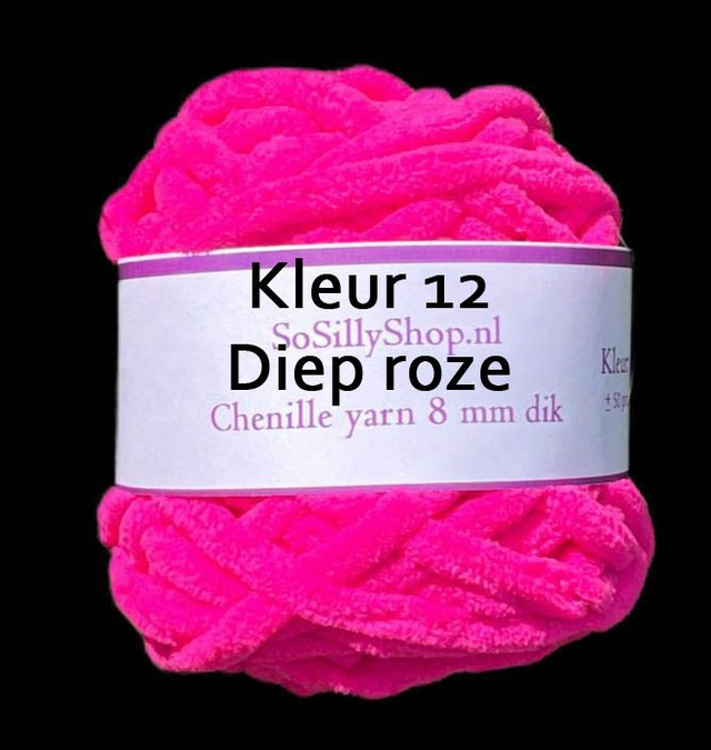 Chenille fluffy yarns 8 mm dik 45 grams