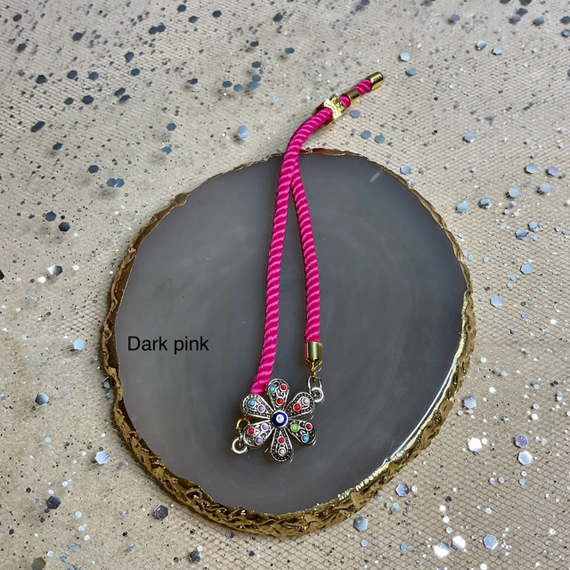 Handmade adjustable cord bracelets.