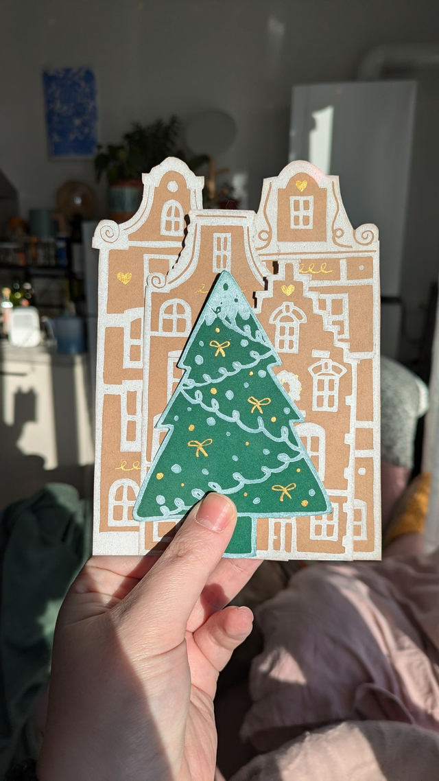 Lot de 5 cartes de vœux - Le village de Noël 2024