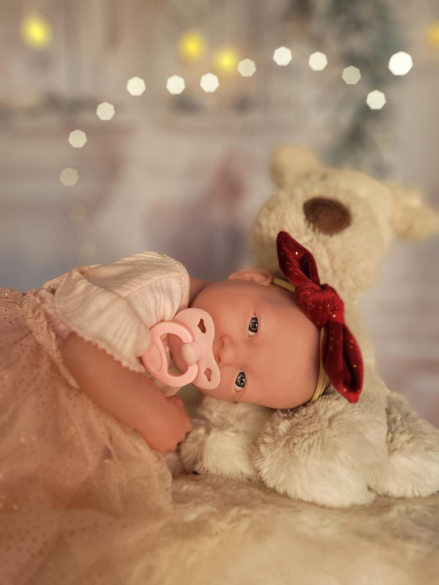 Headband bébé rouge pois dorés 🎅