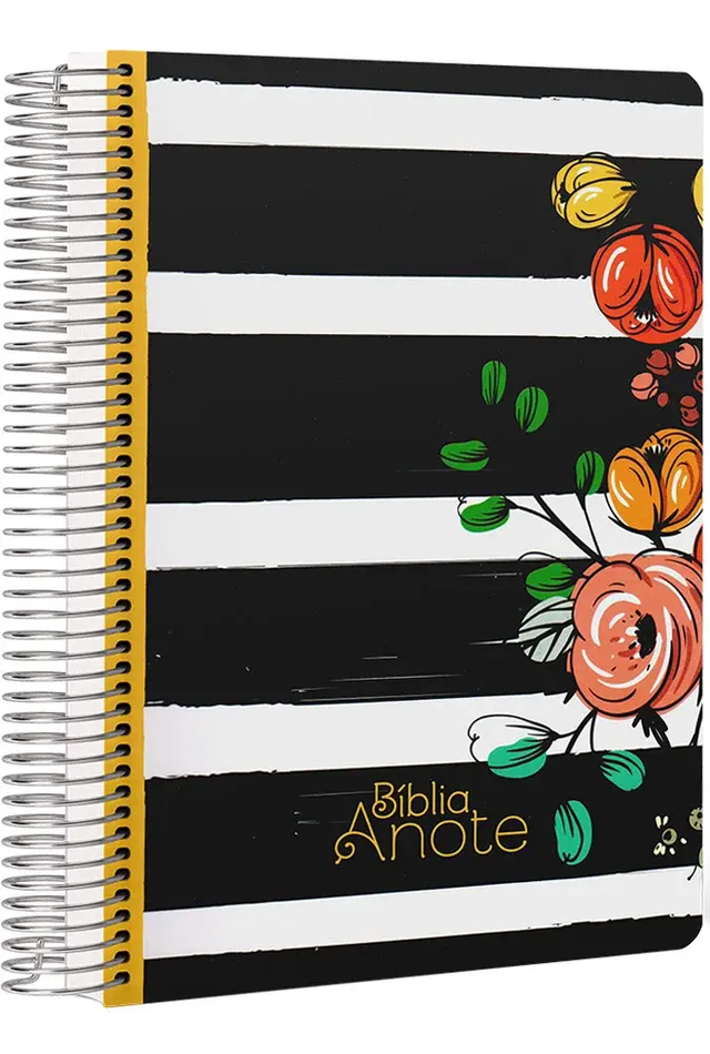 Biblia Anote Slim Preta com flor