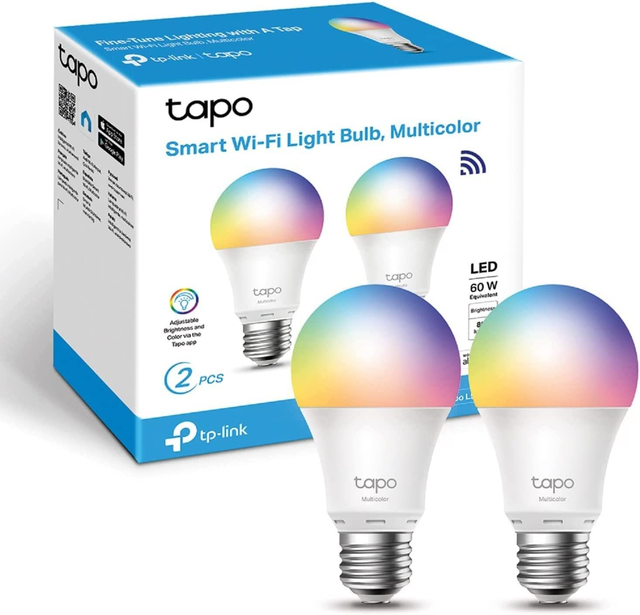 Ampoule LED Connectée Tapo L530E (2-PACK), LED E27 Multicolore 2500K-6500K 8.7W 806Lm, compatible avec Alexa, Google Home, application Tapo,