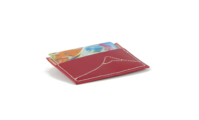 Porte-Carte KESHIKI Rouge motif Mont Fuji fil blanc