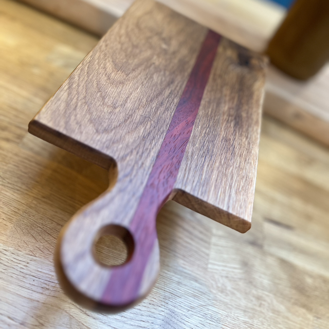 SOLD SOLD SOLD Small Oak charcuterie serving board with Padauk detail