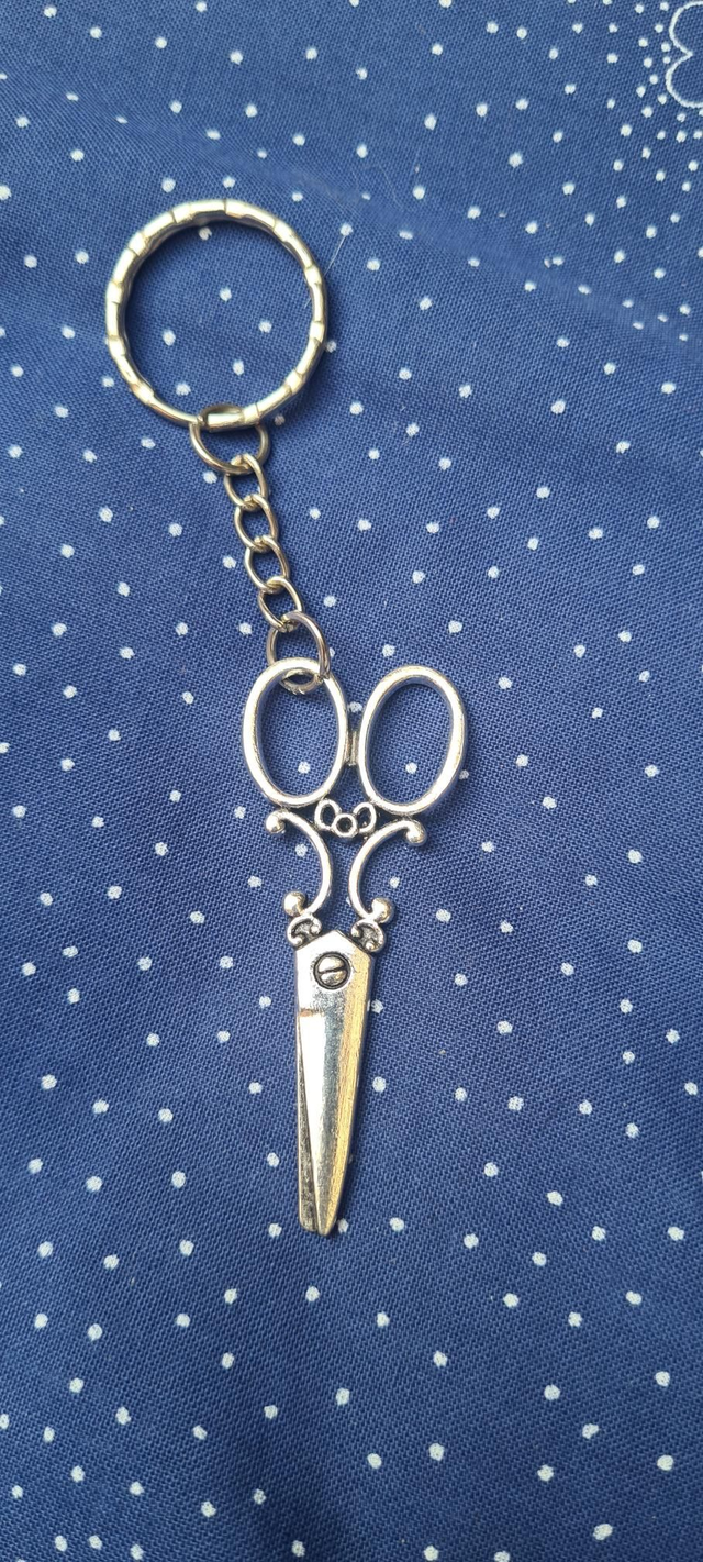 Keyring bagcharm large silver scissors