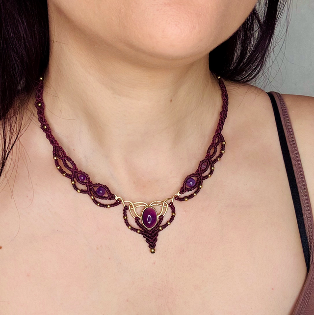Nocturne - Parure micro-macramé et améthyste / Collection Céleste