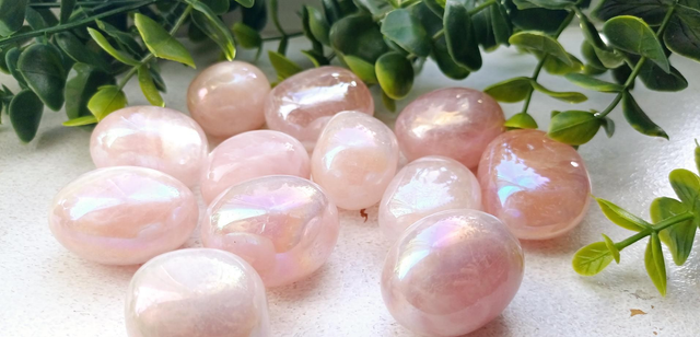 Aura Rose Quartz Tumbles