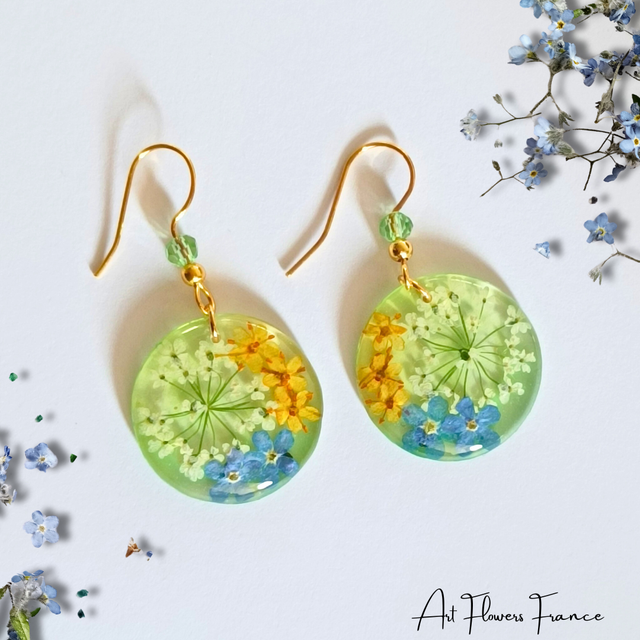 Boucles d&#039;oreilles Myosotis et la carotte sauvage