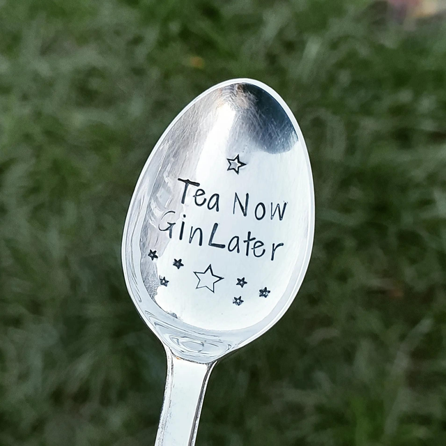 Handstamped Vintage silver plated teaspoon