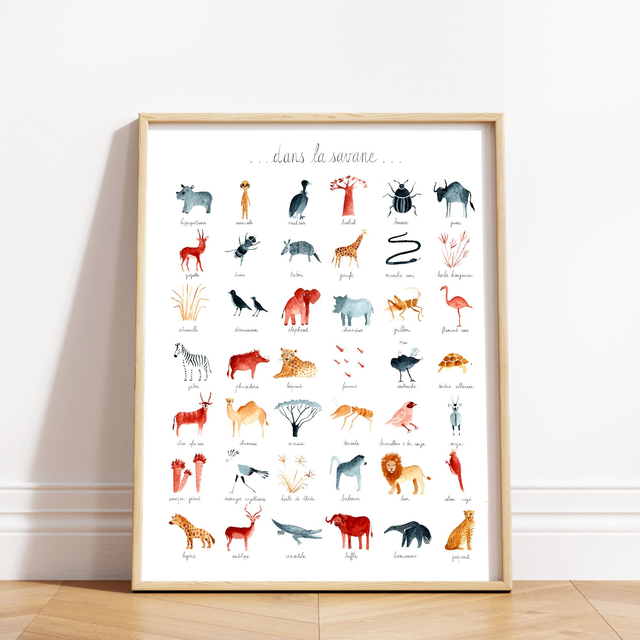 Affiche "Dans la savane" - en français et en euskara