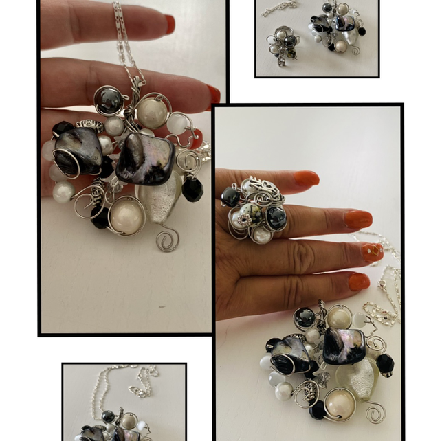 Parure collier et bague 