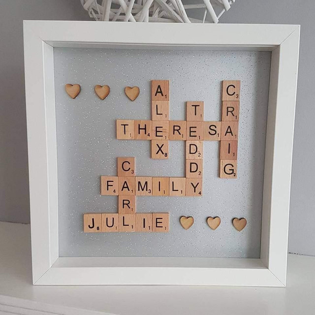 Scrabble frame grey background 25cm x 25cm 