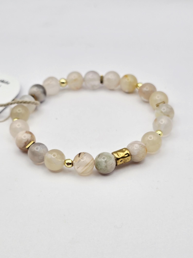 Bracelet Agate fleur de cerisier 0,8 cm 