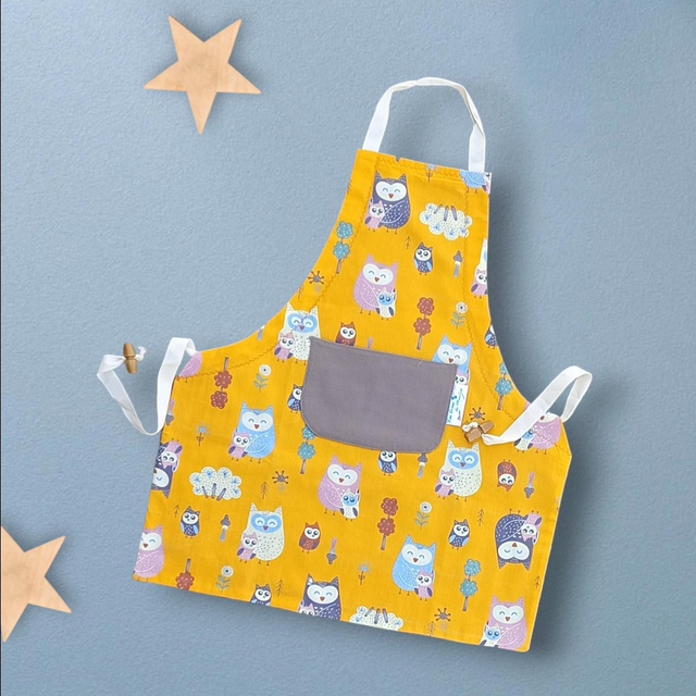  Tablier de Cuisine ou Activités pour Enfants en Coton Personnalisé réglable chouettes