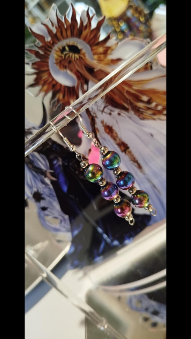 Boucles d'oreilles Hématite Arc-en-Ciel Minimal Touch 