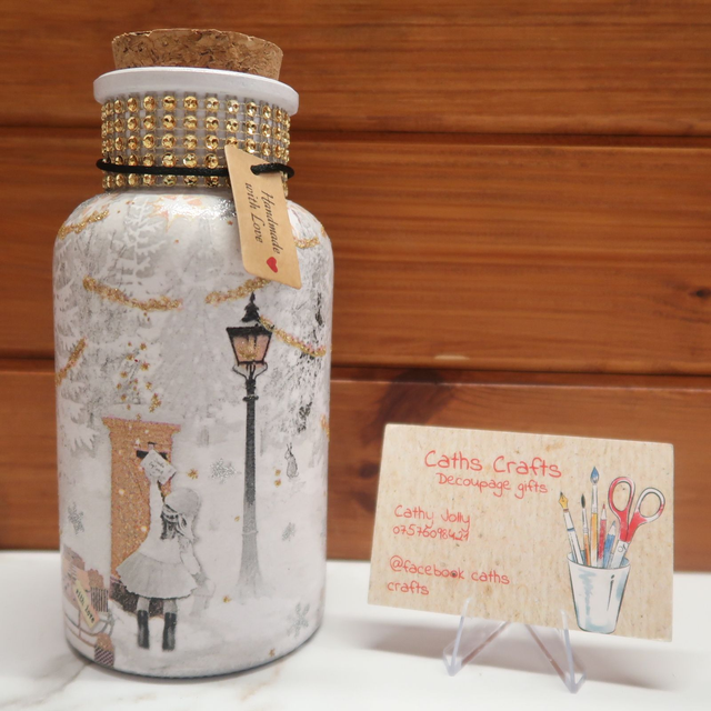 Decoupage Christmas Jar