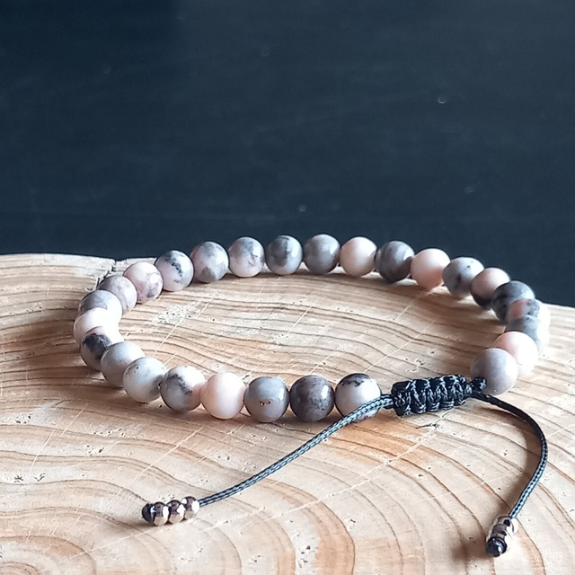 Bracelet ajustable en Jaspe zèbre rose
