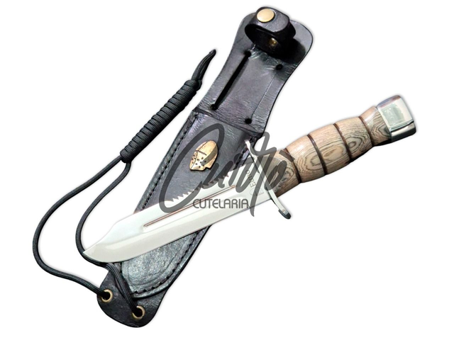 Faca Caçador Elmo Aço Inox com Cabo em Madeira Nobre Releitura Imbel