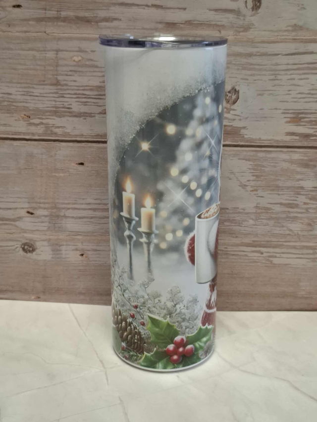 Gourde canette Lapin noir et blanc de Noël