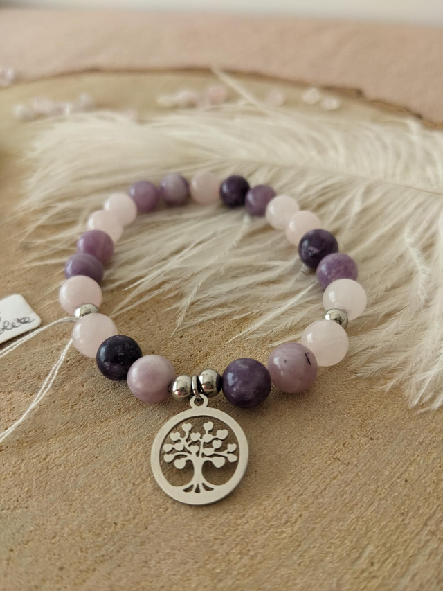 Bracelet Quartz Rose et Lépidolite 