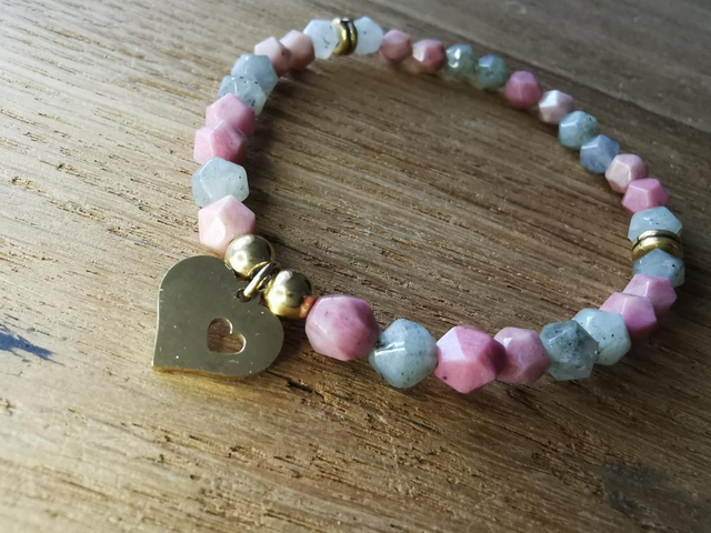 labro - Rhodochrosite - Labradorite - 6mm - 16cm Protection - lâcher prise