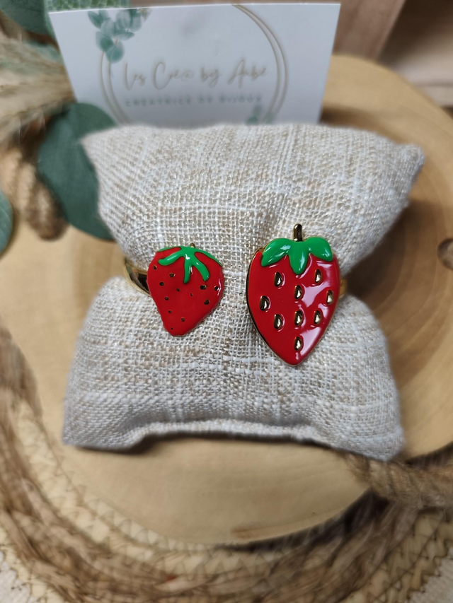 BRACELET RIGIDE DOUBLE FRAISES/ ACIER INOXY GOLD 0000874