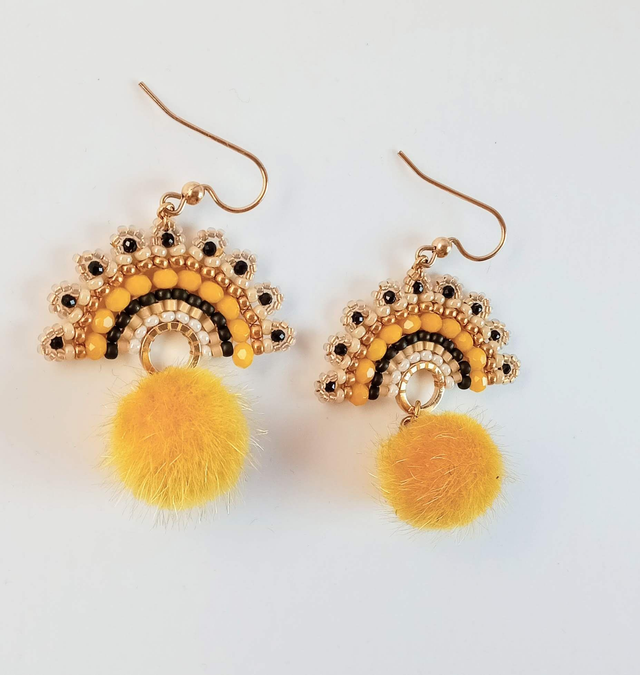  Boucles d'oreilles pendantes, boucles d'oreilles jaune, bijou pour femme