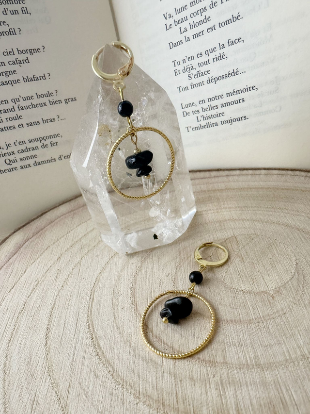 Boucles d'oreilles Ombre Noire - Onyx