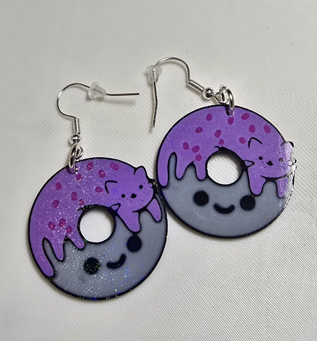 Boucles d'oreilles Chat Donut