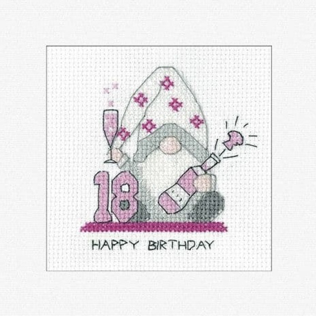 18th Birthday (Pink) Gonk Card cross stitch kit