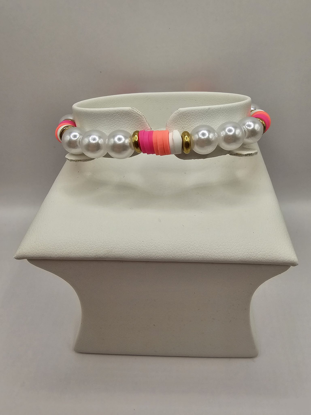 Heishi Clay Bead & Faux Pearl Bracelet.