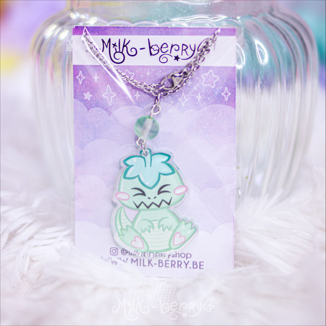 Collier Acrylique Recyclé Dino Kawaii