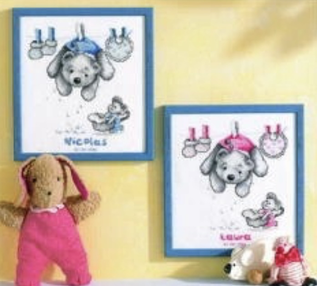 Counted Cross Stitch Kit: Birth Record: Baby Laundry