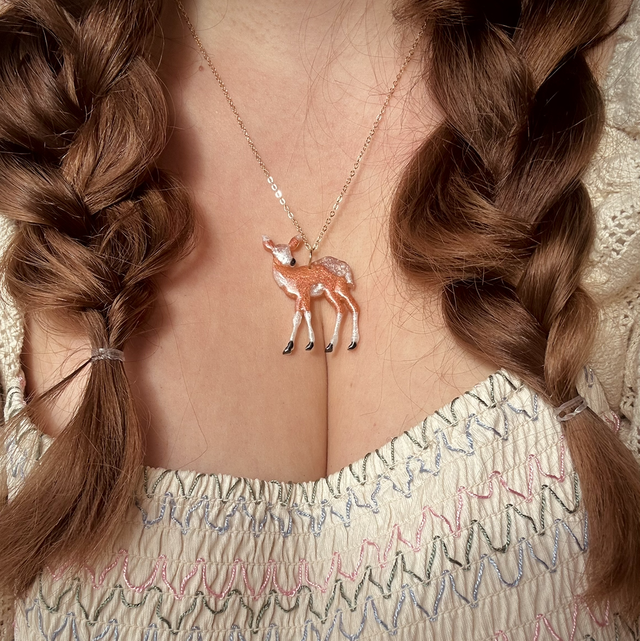 Deer Pendant Necklace - Gold