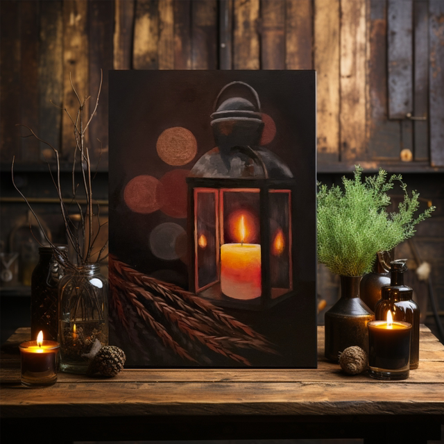 Original Painting Cedar Everlasting Lantern