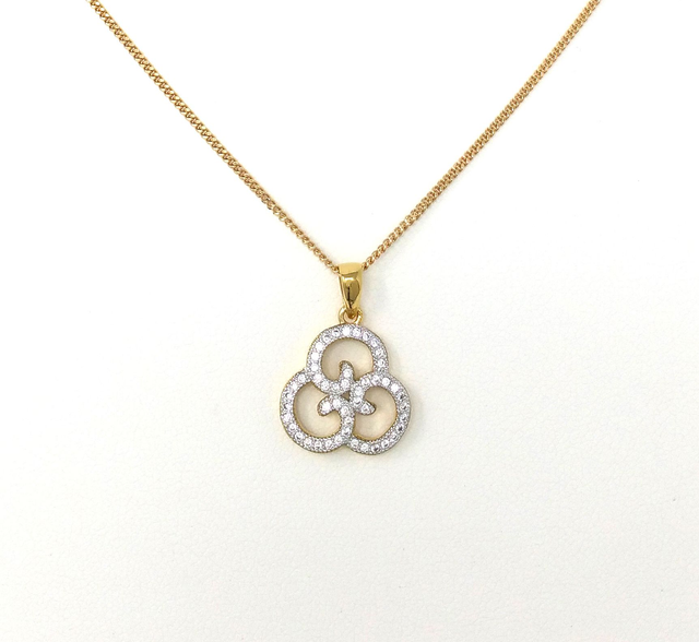 PENDENTIF 3 ELLIPSES ET ZIRCONIUM - PLAQUE OR - VENDU SANS CHAINE - LA2741211