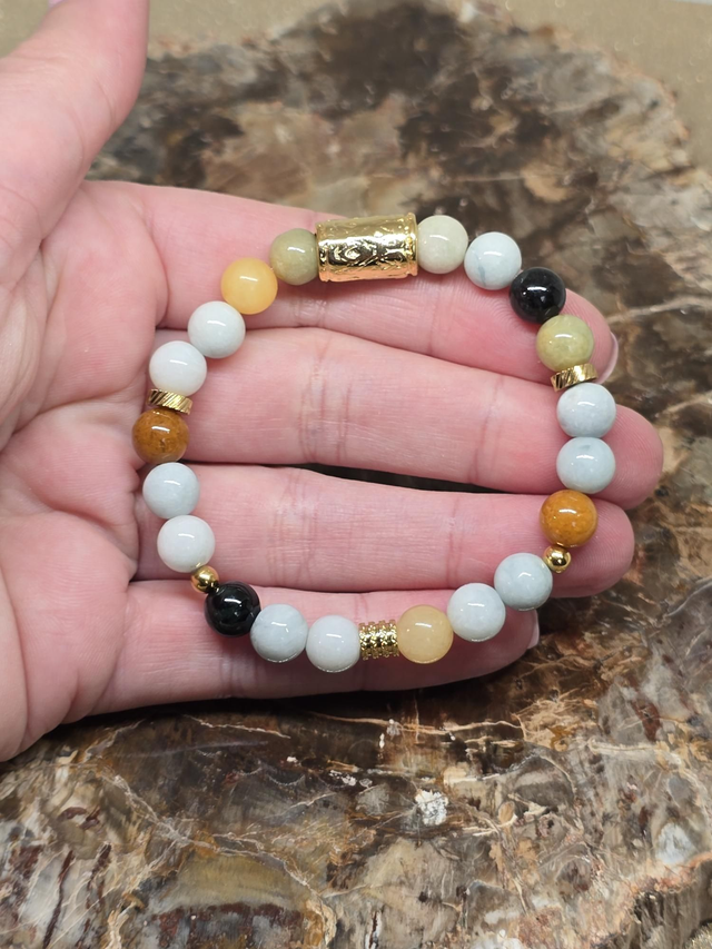 Bracelet Jade de Birmanie multicolore en 0,8 cm