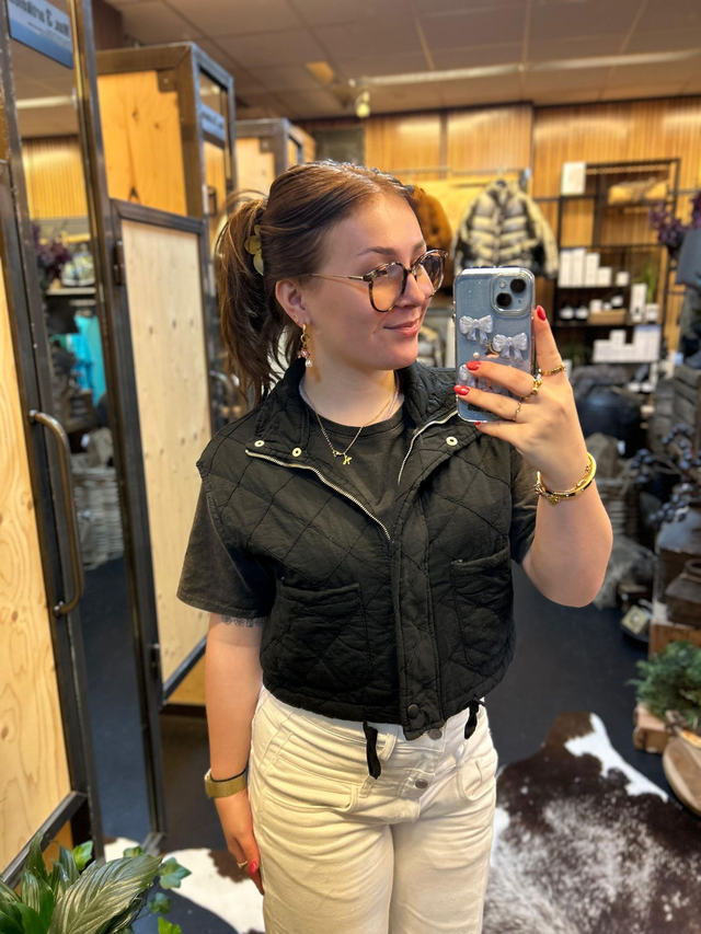 Bodywarmer met ruit zwart