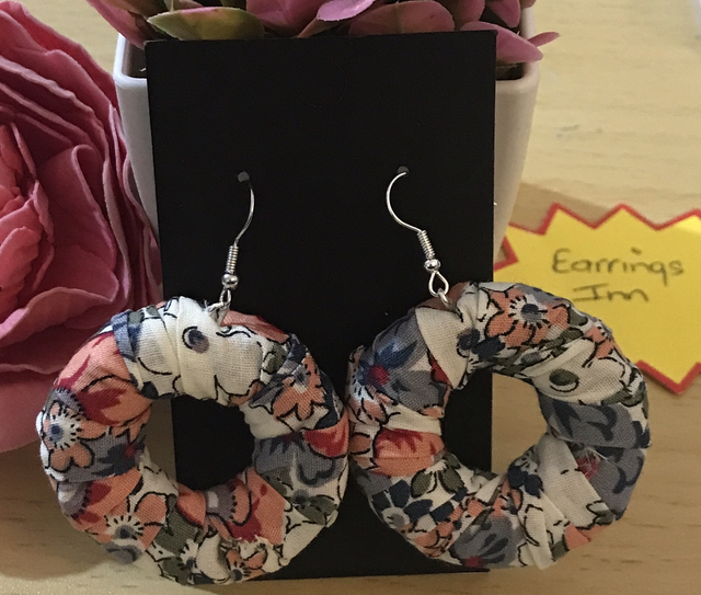 Pink Mixed Dangling Fabric Earrings-MFE12