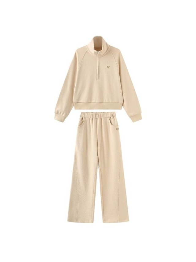 100% Cotton Two-Piece Leisure Suit - Apricot