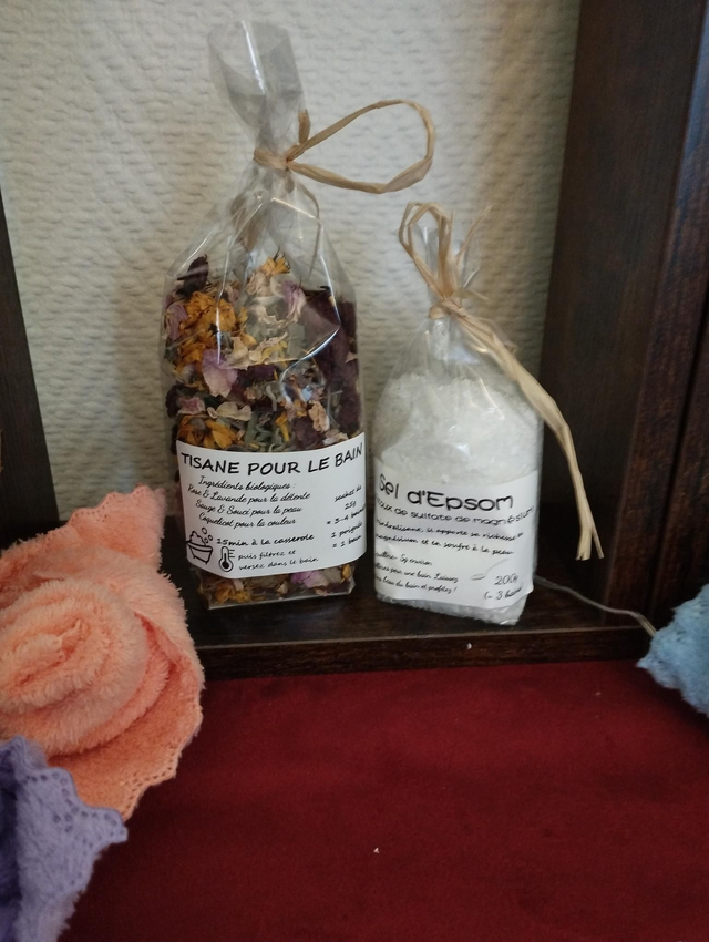 Ensemble sels d'Epsom et tisane bain