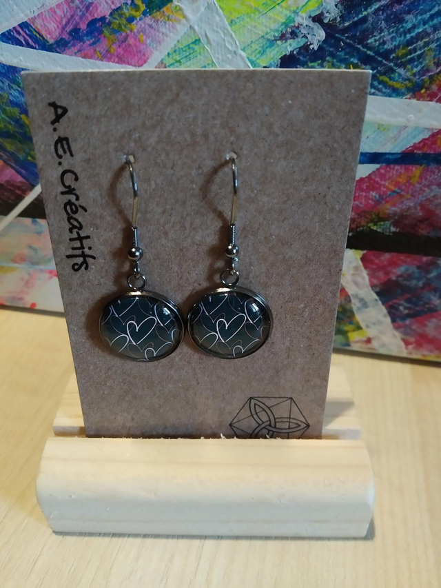 Boucles D&#039;oreilles Cabochons Coeur 