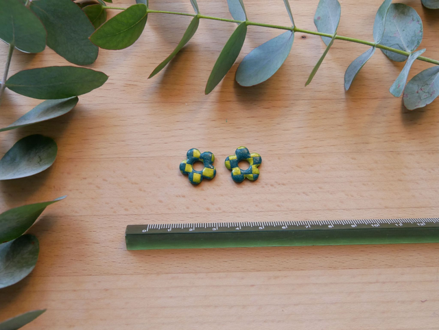 Mini bloom 5 pétales damier vert