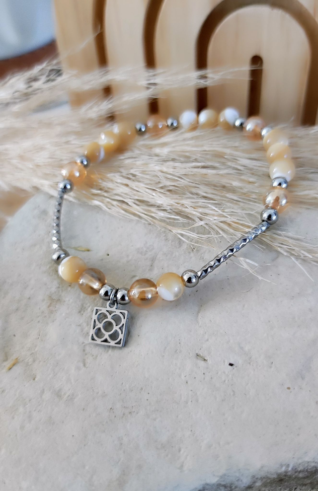 Bracelet "Mère des Perles" Nacre et Aqua Aura