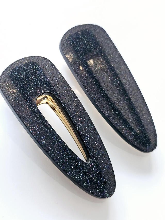 DUO BARRETTES noir à paillettes