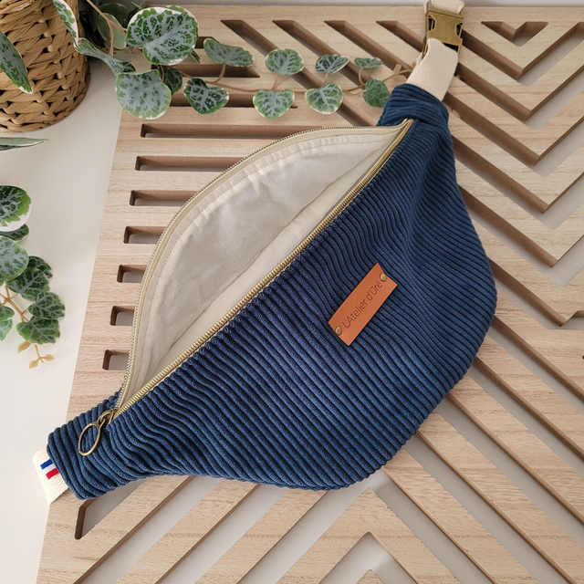 Sac Banane velours bleu nuit