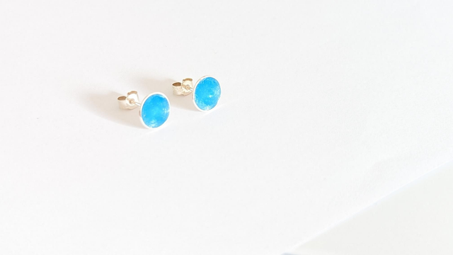 Small Silver &amp; Resin Studs  